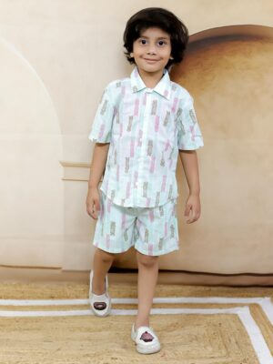 Ka-mee Boys Printed Shirt with Shorts