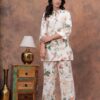 1 Kamee Cotton Flower Co-ord Set – Cream Floral Shirt and Trouser