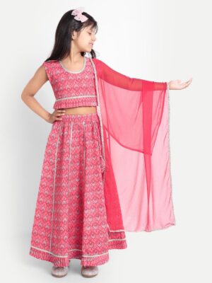 Kamee Girls Pink Lehenga & Choli Set – Cotton Festive Outfit