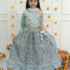 19 Kamee Girls Blue Lehenga & Choli Set with Dupatta in Cotton