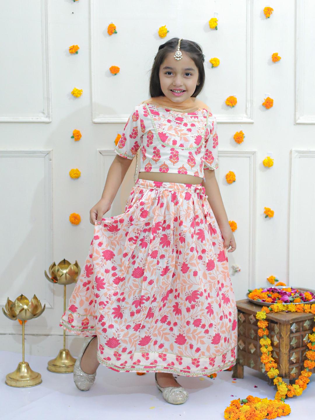 Kamee Girls Red Lehenga & Choli – Pure Cotton Traditional Set