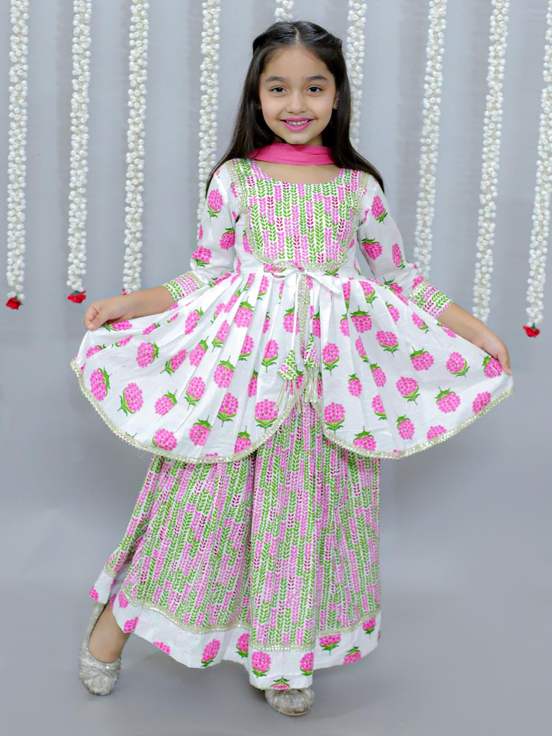Kamee Girls Pink Lehenga & Choli Set with Dupatta – Cotton
