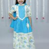 Kamee Girls Blue Floral Cotton Lehenga with Dupatta – Traditional Kids Wear
