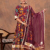 9 Kamee Burgundy V-Neck Kurta Palazzo Set with Dupatta in Cotton