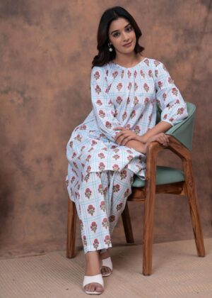 Kamee White Cotton Co-ord Set – Shirt and Trouser Combo for Women