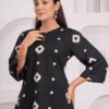 DSC03580copy Kamee Printed V-Neck Kurti for Women in Black, Pure Cotton