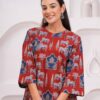 DSC03714copy Kamee Red Kurti for Women, Pure Cotton Fabric