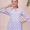 Kamee V-Neck White Kurti for Women, Pure Cotton Comfort