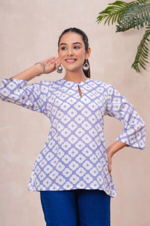 Kamee V-Neck White Kurti for Women, Pure Cotton Comfort