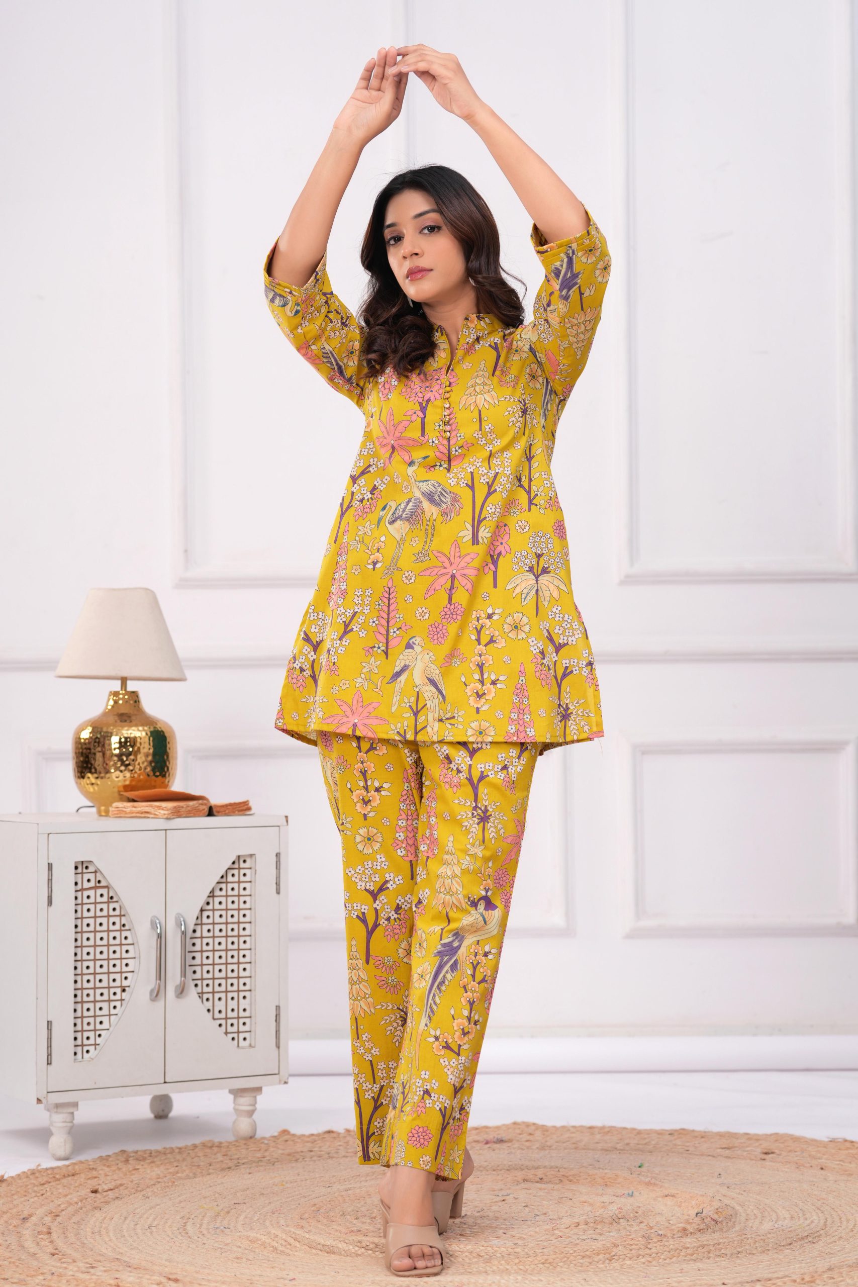 DSC05786 copy Kamee Green Cotton Co-ord Set – Shirt and Trouser for Women