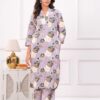 DSC05982 copy Kamee V-Neck Pure Cotton Purple Floral Co-Ord Set for Women