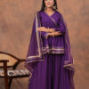 DSC08037 copy Kamee Purple V-Neck Kurta Palazzo Set with Dupatta in Cotton